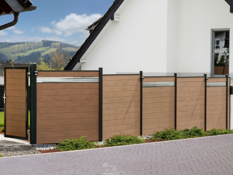 System WPC Zaunfeld-Set mandel 2142 - 178x184cm anthr. Leiste