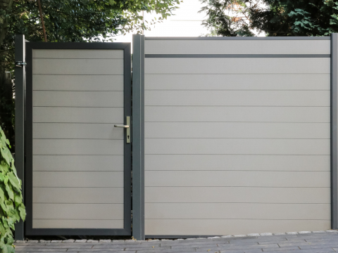 System WPC Zaunfeld-Set grau, Silberleiste 2577 - 178x184cm