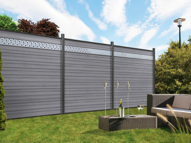 System WPC Platinum Zaunfeld-Set grau 2610 - 178x183cm