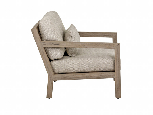 Apple Bee Olive Lounge Chair aus Teakholz coastal mit Kissen