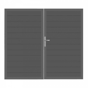 GrojaLumino Alu Steckzaun Doppeltor DIN Links Sonderbreite H:180cm<br>anthrazit DB703