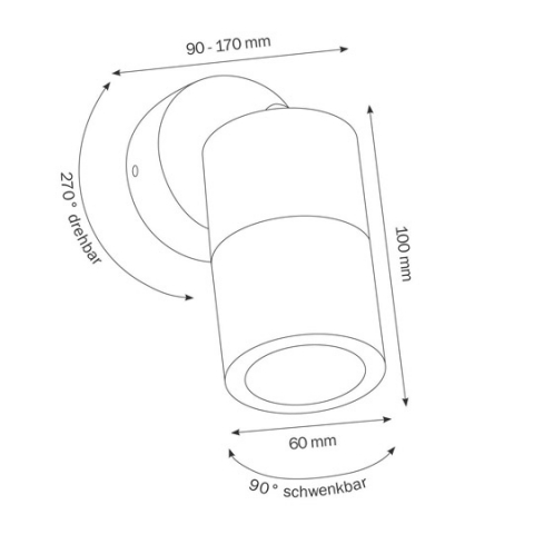 LCD Wandleuchte 5122 dreh- und schwenkbar, Edelstahl