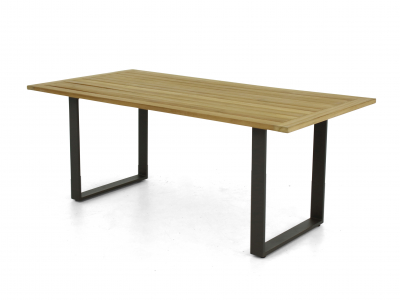 Apple Bee Condor Dining Tisch 190x95cm Alu black mit Teakplatte