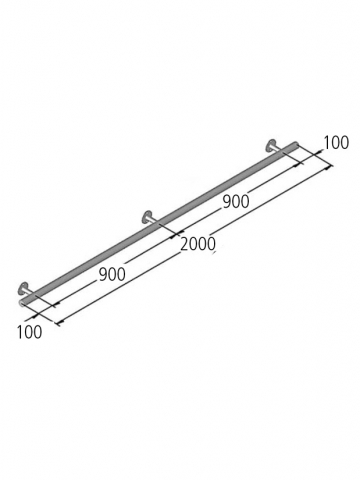 Ideal Haltestange 2m mit 3 geraden Sttzen