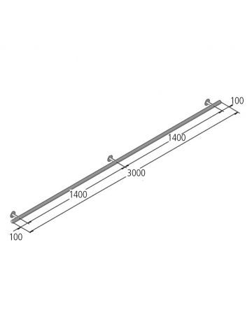 Ideal Haltestange 3m mit 3 geraden Sttzen