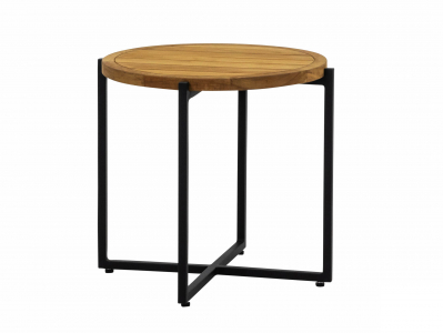 Apple Bee Condor Loungetisch 54cm schwarz Aluminium black mit Teakplatte