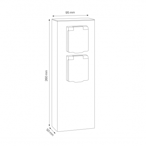 LCD Steckdosensäule 2-fach 018 graphit