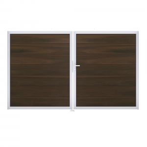 GrojaSolid Grande BPC Steckzaun Doppeltor DIN Links Sonderbreite H:180cm walnuss co-extrudiert EV1 GrojaSolid Grande BPC Steckzaun Doppeltor DIN Links Sonderbreite H:180cm walnuss co-extrudiert EV1