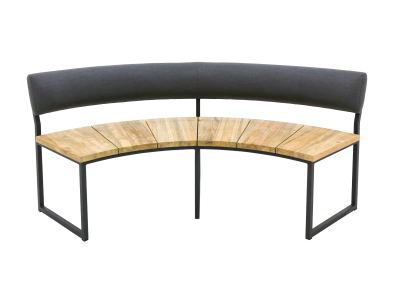 Zebra Onyx Viertel-Bank mit Rückenlehne, Alu - turmalin grey aus recyceltem Teak Zebra Onyx Viertel-Bank mit Rückenlehne, Alu - turmalin grey aus recyceltem Teak