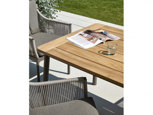 Apple Bee Bijou Diningtisch 180x90cm Aluminium Taupe mit Teak-Tischplatte!