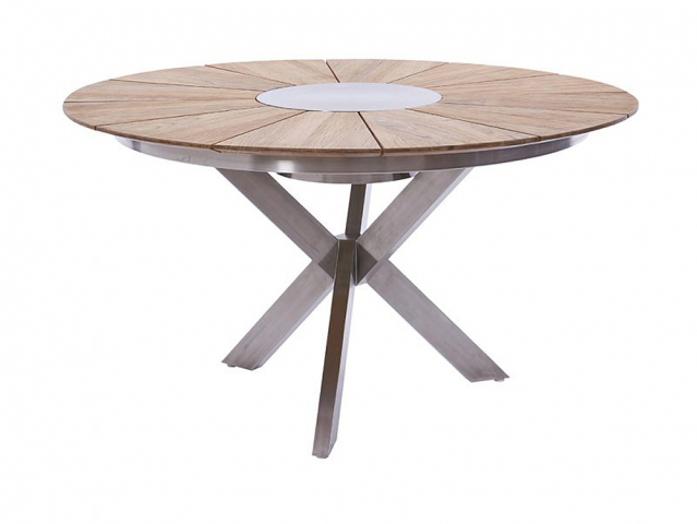 Diamond Garden Lyon Tisch 140cm, Edelstahl-Teak