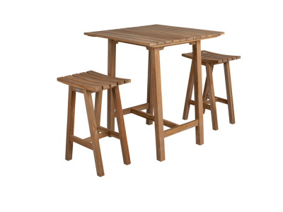 Brafab Keros Bar-Set aus Teakholz, 2 Barsessel und 1 Bartisch 80x80cm