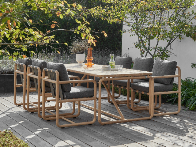 Apple Bee Dolce Gartenmbel-Set aus Teakholz inkl. Tisch 240x100cm und 6 Sesseln