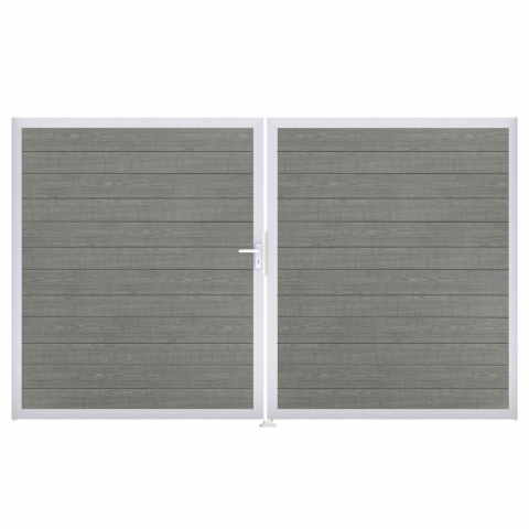 Groja BasicLine Steckzaun schmal Doppeltor DIN Rechts Sonderbreite H:180cm Grey Ash Cut EV1