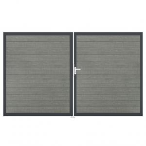 Groja BasicLine Steckzaun schmal Doppeltor DIN Links Sonderbreite H:180cm Grey Ash Cut DB703 Groja BasicLine Steckzaun schmal Doppeltor DIN Links Sonderbreite H:180cm Grey Ash Cut DB703