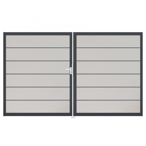 Groja BasicLine Steckzaun Premium Doppeltor DIN Rechts Sonderbreite H:180cm weiss DB703