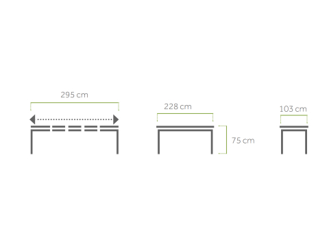 MWH Alutapo Ausziehtisch Teak, 228-295x103cm