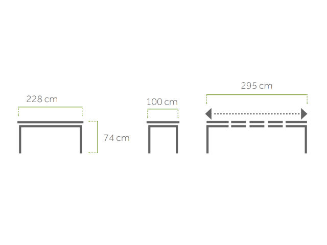 MWH Alutapo Ausziehtisch HPL Zement Iron Grey, 228-295x100cm