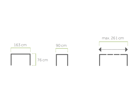 MWH Universal Ausziehtisch 163-261 x 90cm