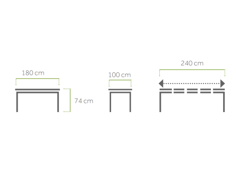 MWH Alutapo Ausziehtisch HPL Zement Iron Grey, 180-240x100cm