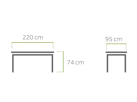 MWH Alutapo Tisch HPL Zement Silber, 220x95cm