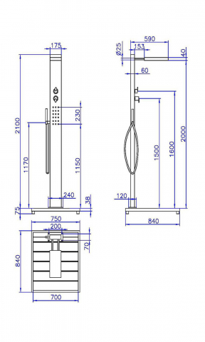 Ideal Gartendusche Elba mit Heizband